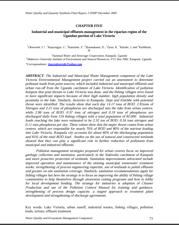 Chapter 5 Industrial and municipal