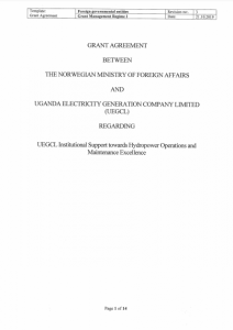 Signed Financing Agreement Between UEGCL & the Norwegian Embassy